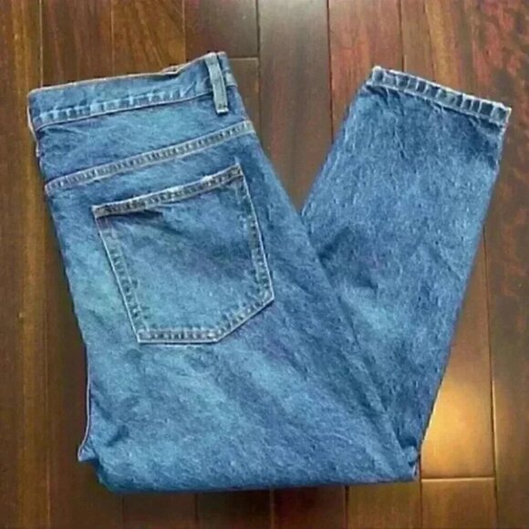 Zara Jeans Slim Fit Ankle Cropped Button Fly Vintage Dark Blue Size 18 - Picture 15 of 15